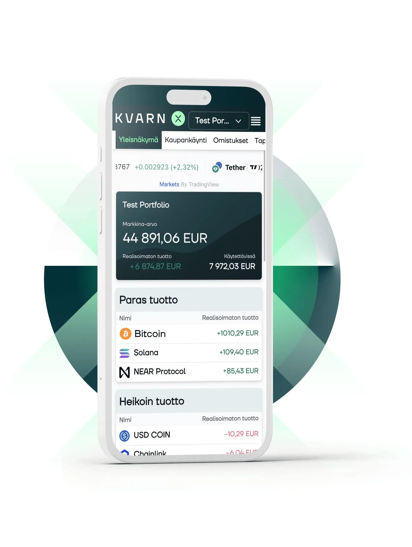 Kvarn X krypto-sovellus - Pohjoismaiden laajin kryptovaluutta valikoima