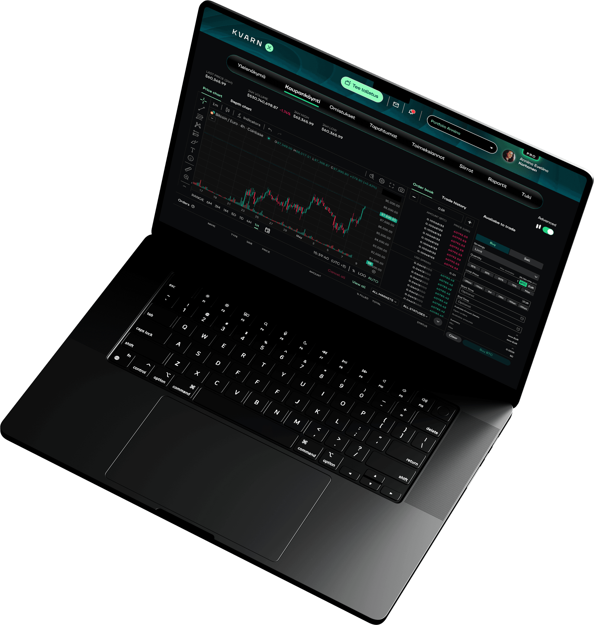 Kvarn X Business platform on laptop