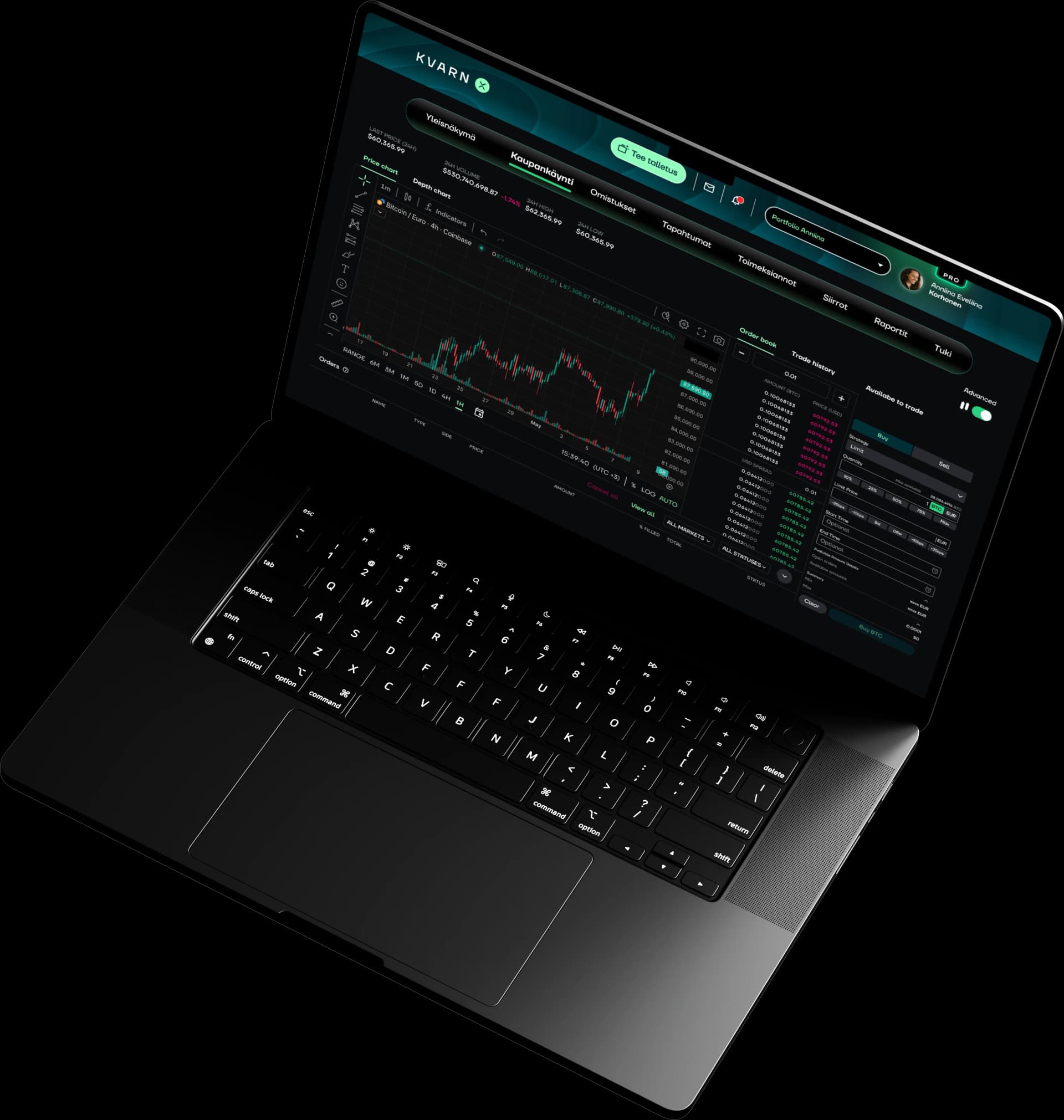 Kvarn X trading platform on desktop