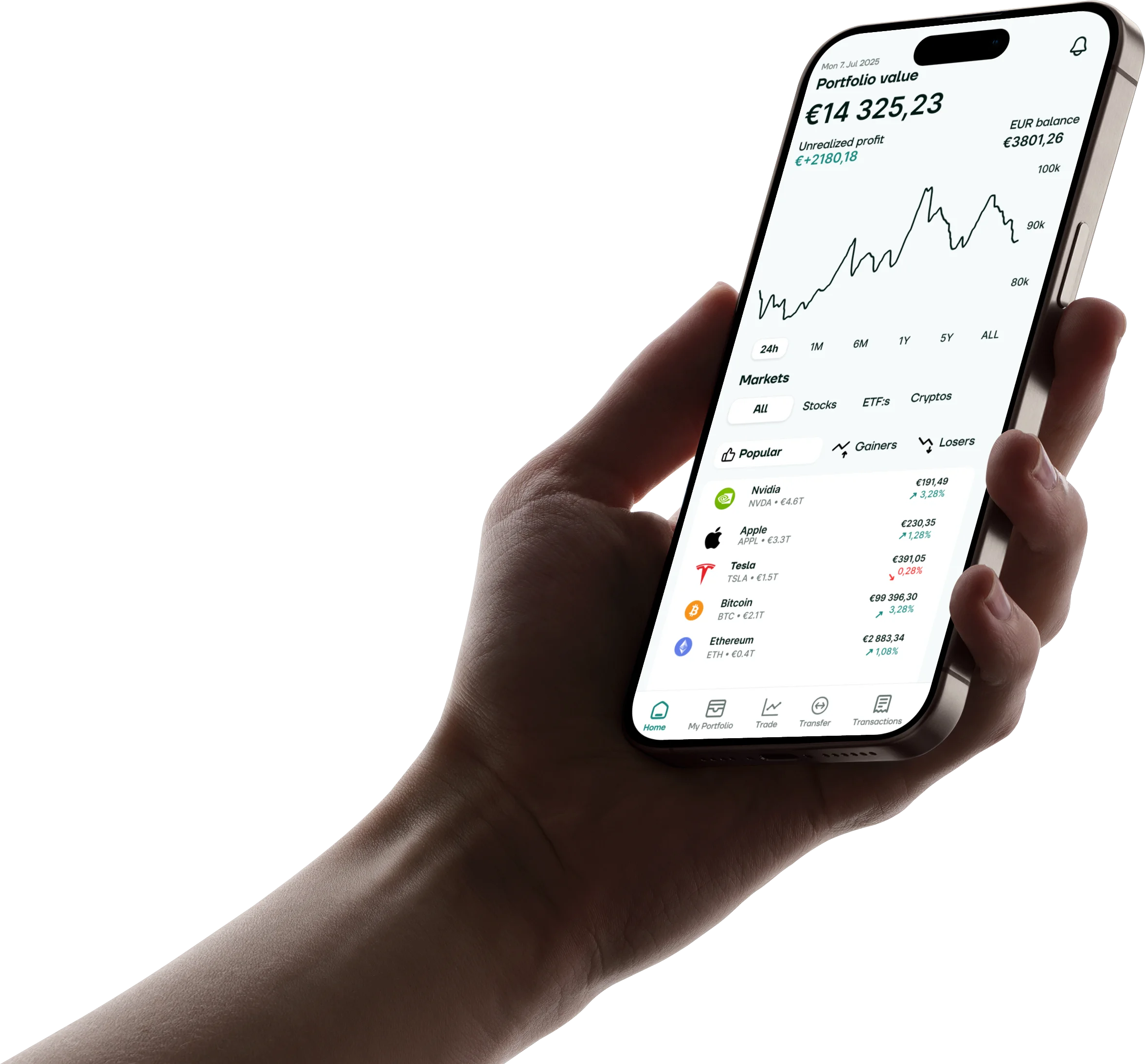 Kvarn X app showing investment portfolio
